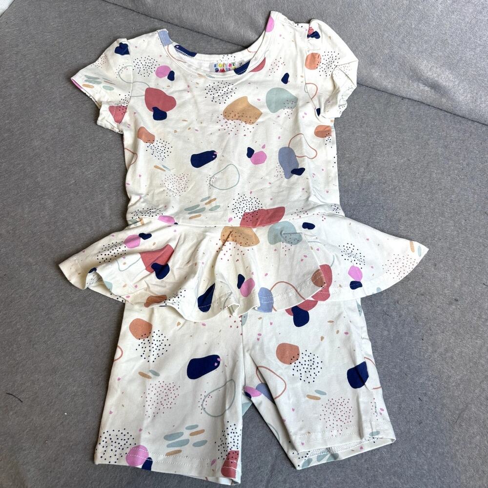 Dot Dot Smile Girls Toddler Short Sleeve Ruffle One Piece Shorts Romper 2T